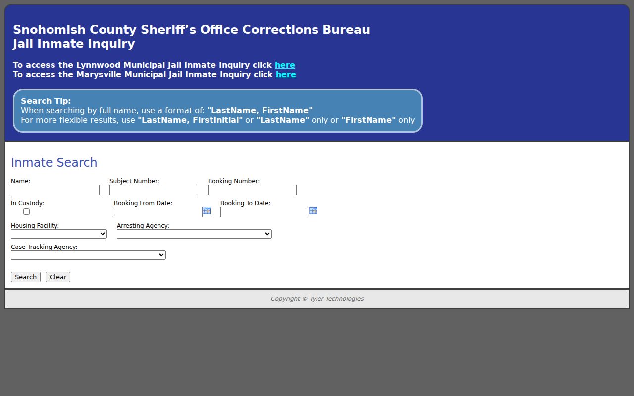 Everett people search Snohomish jail inquiry fields