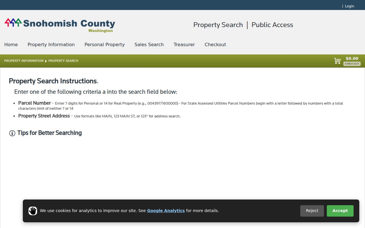 Everett public records property search interface